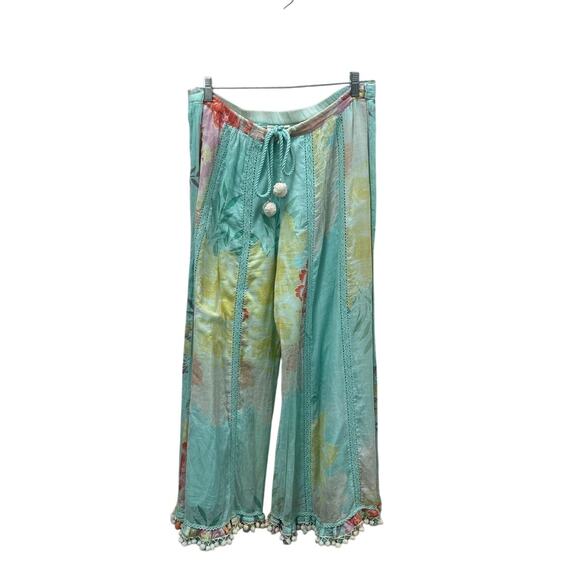 Boho Pom Pom Wide Leg Pants size L - Picture 1 of 8
